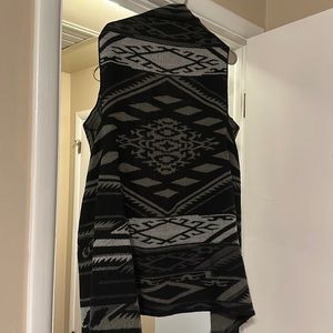 Grey, Black and white southwestern style vest, 100% acrylic